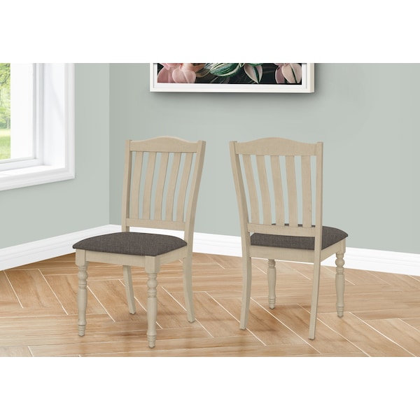 Monarch Specialties Dining Chair, 39 in. Height, Set Of 2, Dining Room, Kitchen, Side, Antique Grey, Grey Fabric I 1392 - main